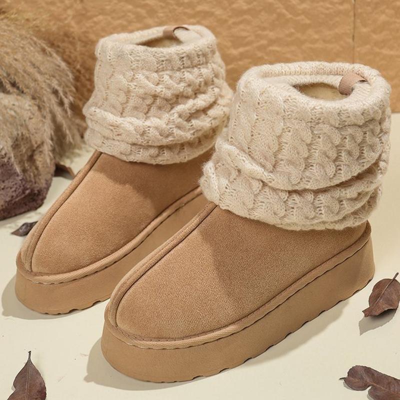 Móda Módní Pletené Návleky na Nohy Sněhule Dámské Zimní Teplé Kotníkové Boty z Umělé Kožešiny Žena Plus Size 37-43 Platforma Botas Dámské