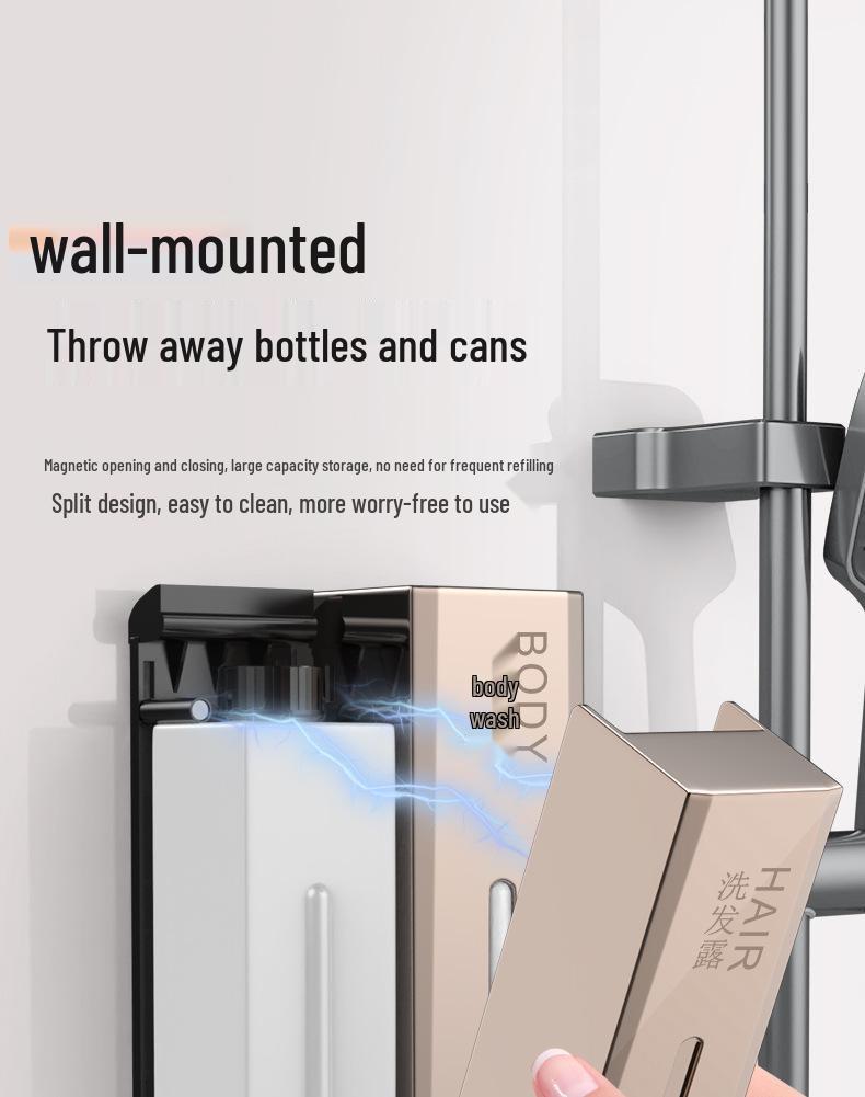 Distributeur de savon et de désinfectant mural magnétique pour salles de bain
