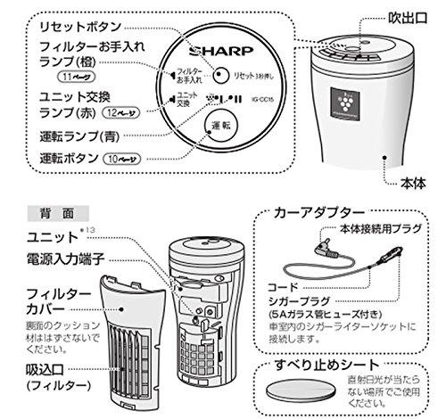 SHARP High-Concentration Plasmacluster Ion Generator, Car Cup, White, IG-CC15-W