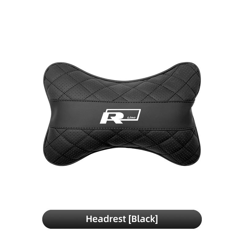 T26Car Seat Headrest Plaid Leather Neck Pillow For Volkswagen Golf Amarok T5 Phaeton Passat b6 Memory Foam Head Support Accessories
