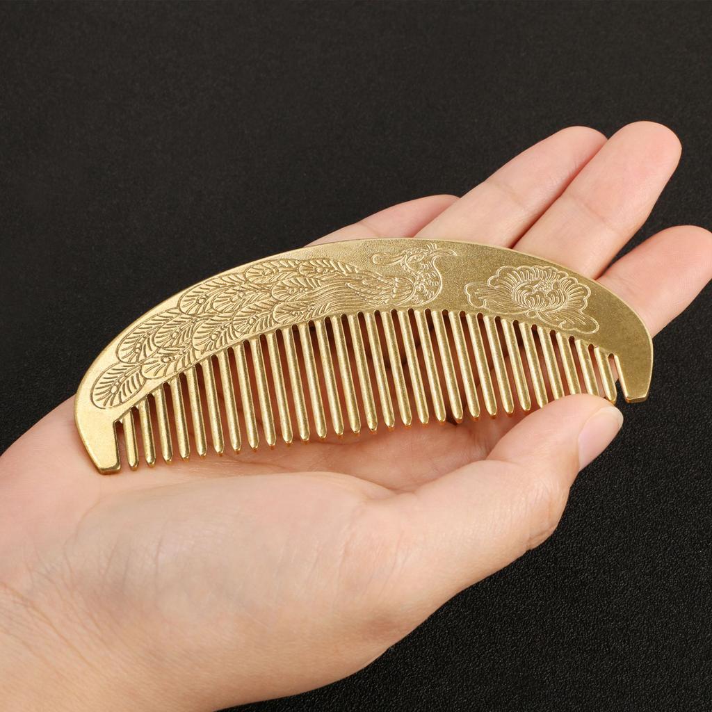 Retro Chinese Style Brass Comb Phoenix and Lotus Pattern Decorative Ornaments Dressing Table Decorations Wedding Gifts