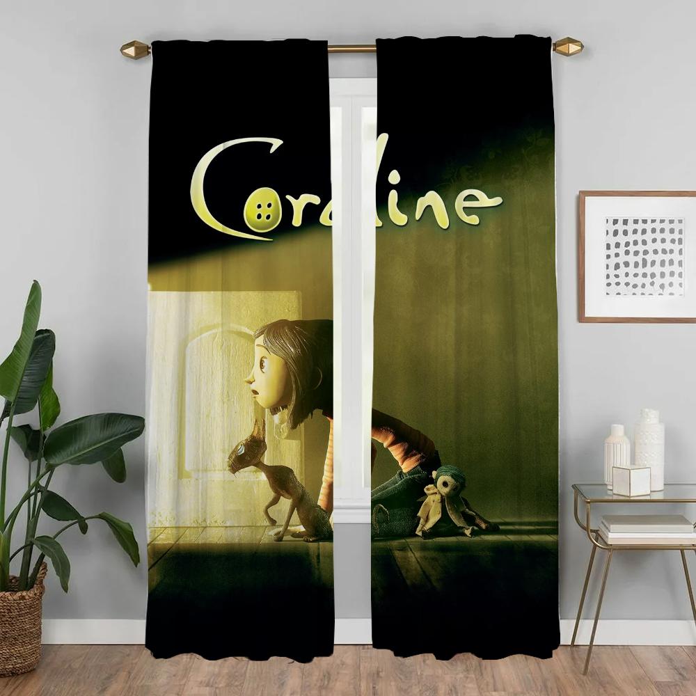 Window Curtain for Room 2 Panel Coralines Modern Living Room Curtains Halloween Decoration Partition Shades Tulle for Bedroom