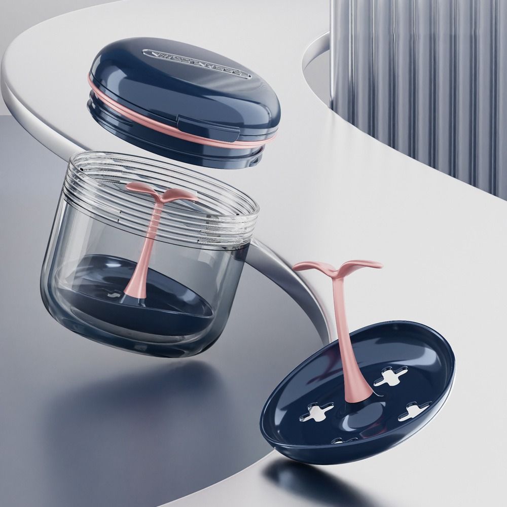 Sealed Orthodontic Retainer Case Leak-proof Transparent Denture Cleaning Box Teeth Care Large Capacity Denture Soaking Box rosa