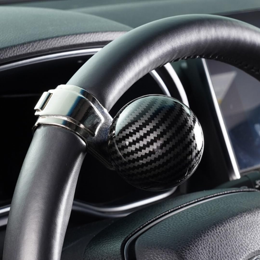 

ATAK Steering Wheel Spinner for Standard and Light Cars Spherical Trucks, Cars, (Black Design)