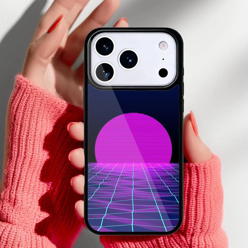 Synthwave 80's Retro Neon Phone Case for iPhone 17 Air 16e 15 14 13 Pro Max Back Cover for 12 11 Pro Coque