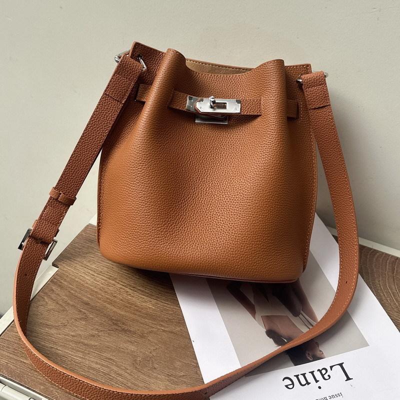 Neue erste Schicht Rindsleder Eimer Tasche Gemüsekorb Tasche Pendler und Freizeit Schulter Umhängetasche Damen Tasche