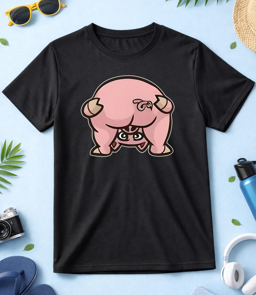 Funny Pink Pig White-Black Men/ Women T Shirt KA82 XL