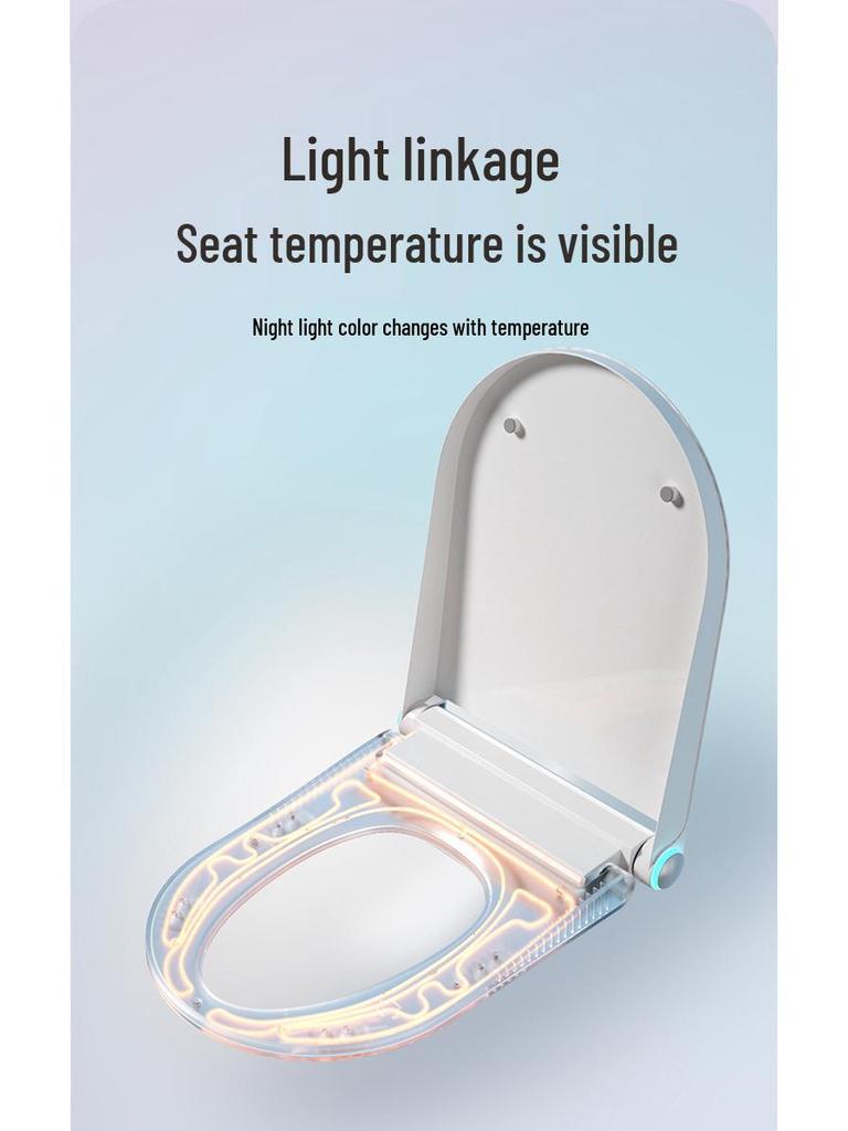 Intelligent Heated Toilet Seat with Automatic Flushing and Night Light - Fits U & V-Shaped Toilets