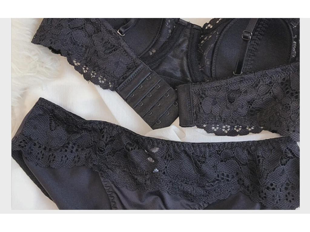 French Lace Embroidered Underwear Set: Soft Half-Cup Bra with Underwire & Cotton, Perfect for All Bust Sizes