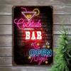 Neon Roostertail Bar Tin Sign Roostertails Bar Open Night Bright Neon Lights HighQuality Metal Perfect for Bar Pub Loung