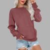 Ladies' Casual And Fashionable Pocket Solid Color Round Neck Long Sleeved Sweatshirt