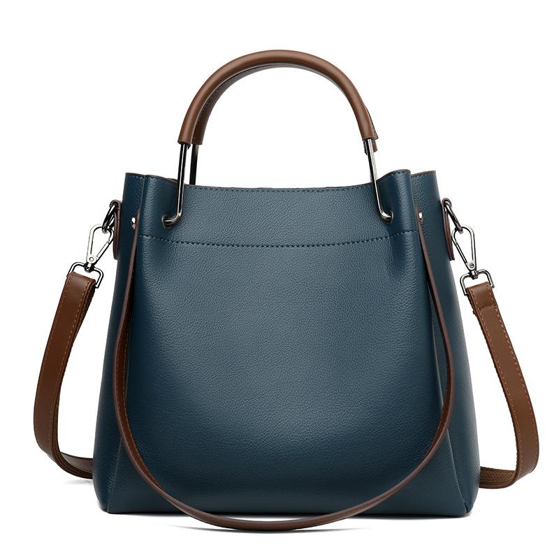 Simple Generous Solid Color Women's Handbags New Style Large Capacity Ladies Bucket Bag High End PU Leather Single Shoulder Bag for Mother's Day Gifts