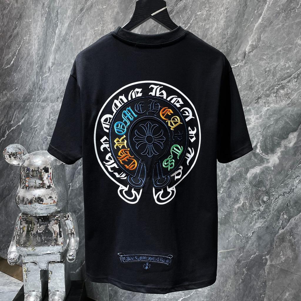 8719 CHROME HEARTS 2025 Verano Nueva Camiseta de Algodón de Alta Calidad con Cuello Redondo Suelta de Talla Grande para Hombre y Mujer Camiseta para Pareja