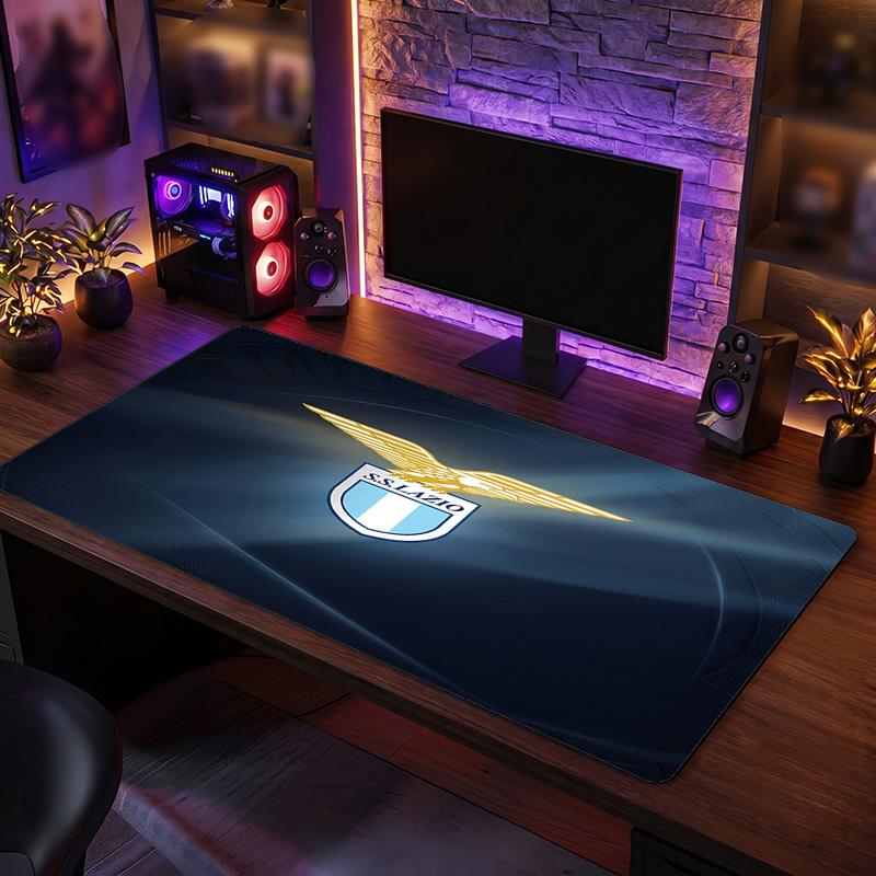 Lazio FC Theme Pattern Mouse Pad, Soccer Logo Design XXL Gaming Desk Mat Non-Slip Computer Mouse Pad