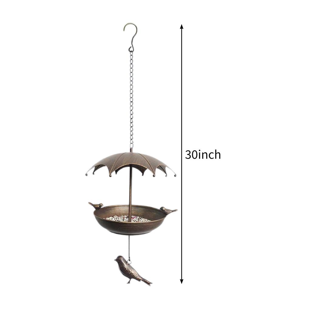 Outdoor Metal Bird Feeder Hanging Squirrel Proof Wild Bird Food Station with Waterproof Roof