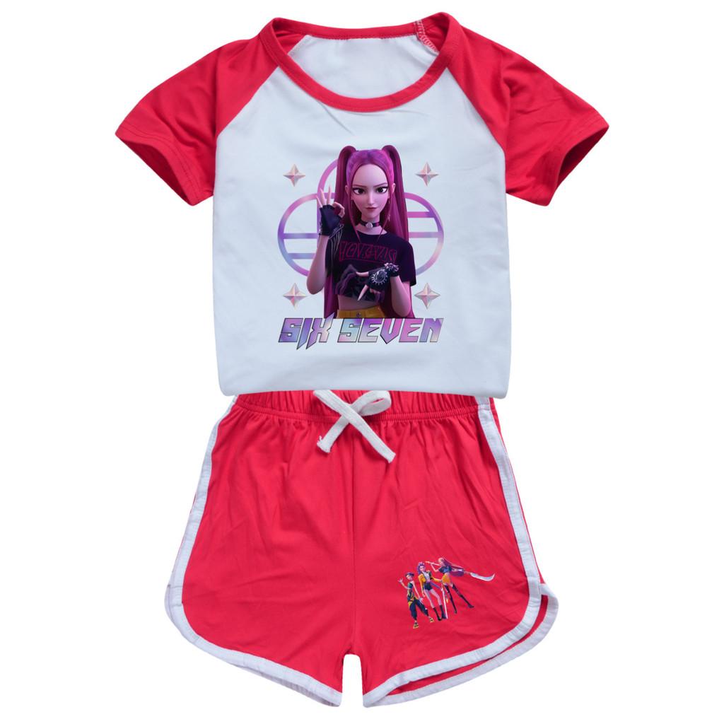 5224 Kids Girls POP Rumi Zoey Mira Print T-shirt Shorts Sport Tracksuit Clothes Set