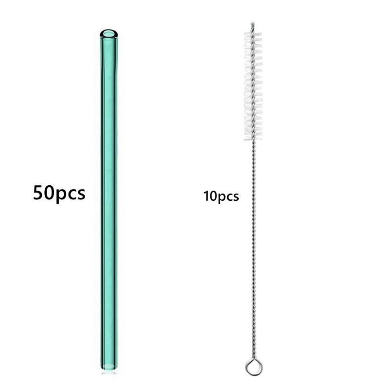 50PCS 20cm Reusable Straws Glass Drinking Straws Multi-color Eco-Friendly Straws for Cocktail Smoothies Bar Accessory Barware
