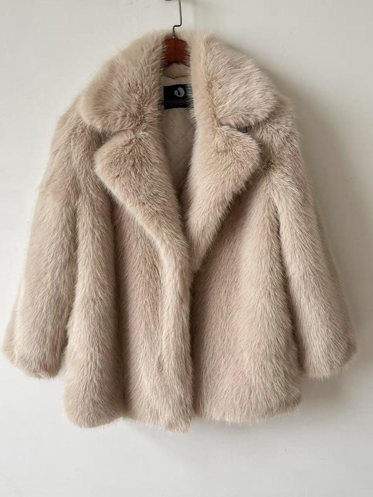 Autumn and winter new fur coat feeling suit collar imitation fox fur coat large size
