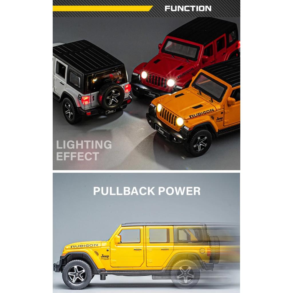 1/32 Jeeps Wrangler Rubicon Vehicle Model Car Toy High Simulation Sound and Light Off-road Alloy Collection Toy Car for Children