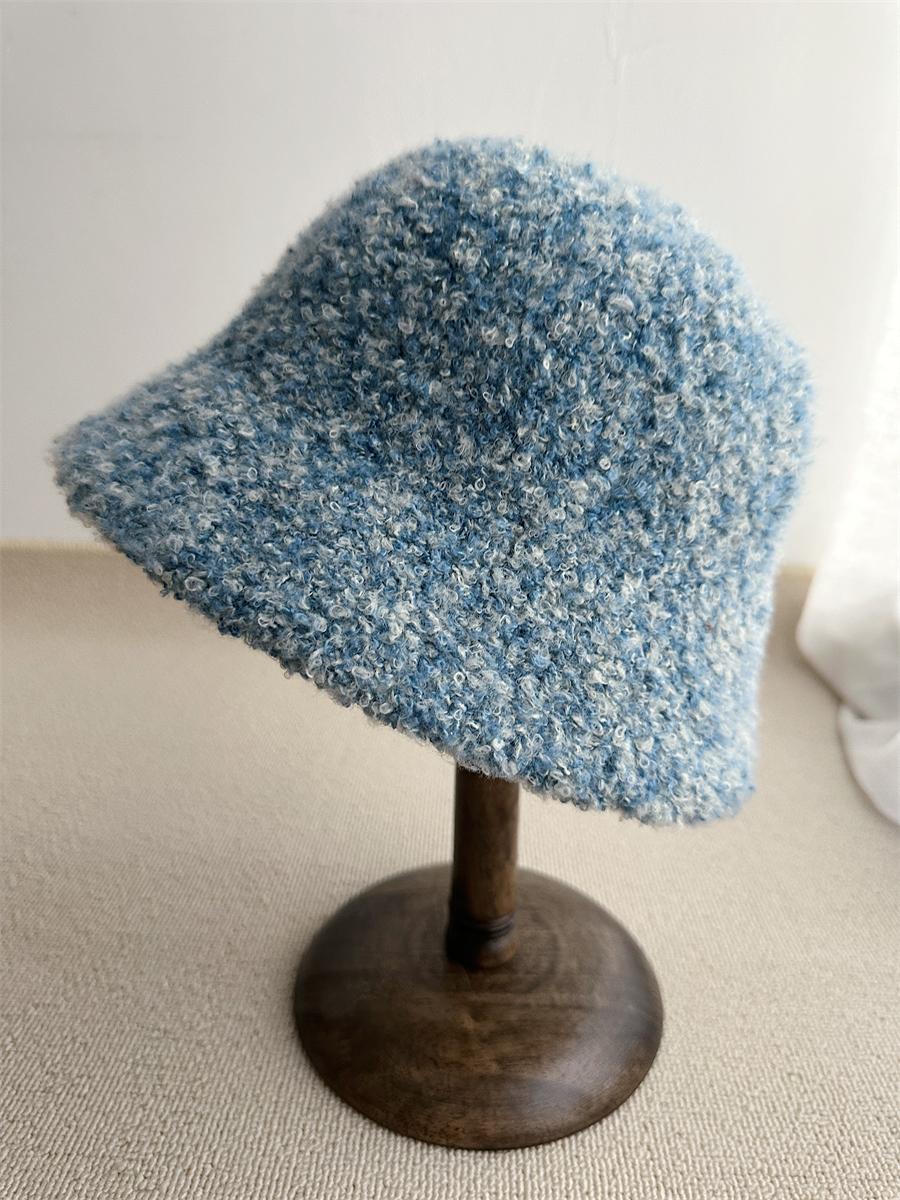 

Ретро панама женская осенне-зимняя шерстяная из овечьей шерсти однотонная с закрытием лица большой окружности головы шляпа-ведро универсальная утолщенная теплая панама Adult average size