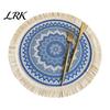 Pastoral Home Decor Mats Vintage Round Coasters, Cotton Linen Placemats, Soft Jute Rustic Style Coasters Tassels Drink Mats, Handwoven Table