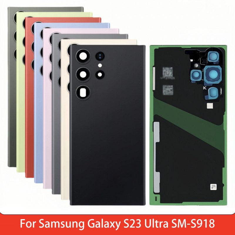 Battery Back Cover for Samsung Galaxy S23 Ultra SM-S918 PC Material back cover with Camera Lens Adhesive Repair Replacement Part
