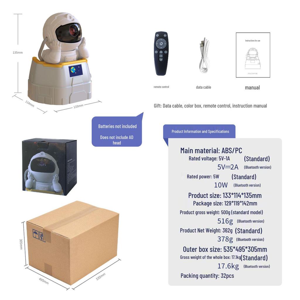 Astronaut Sternenhimmel Projektor Licht - Kreatives Weihnachtsgeschenk für Kinder