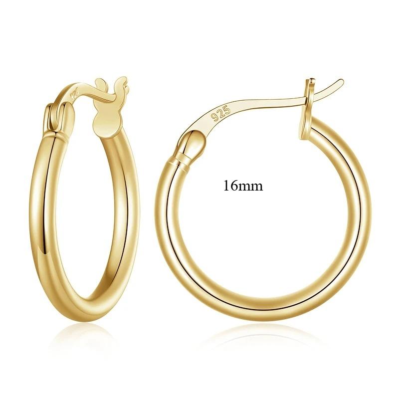 925 Silver Bold Hypoallergenic Hoop Earrings with 14K White Gold Plated Glossy Finish