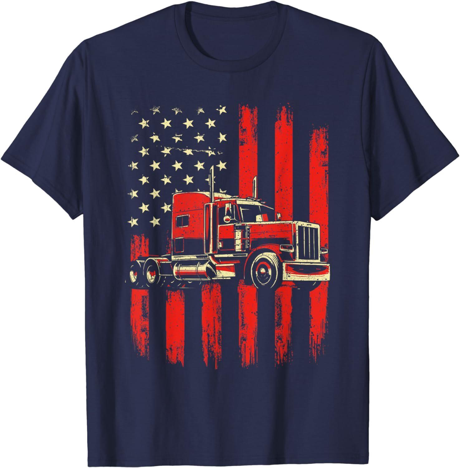 American Trucker Semi Truck Driver Trucking Big Rig Unisex T-Shirt S