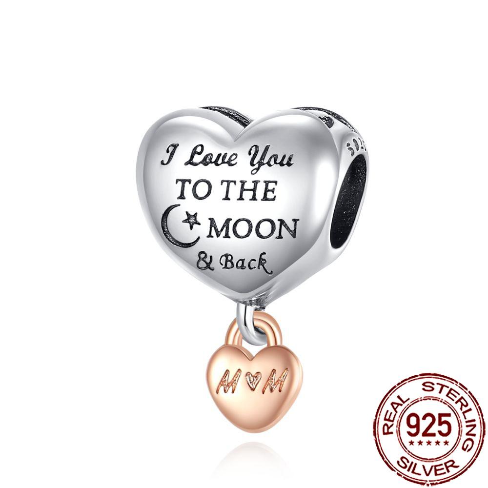 New Charms Copper Sparkling Mum Mother Family Love Heart Beads Fit Original Bracelet Necklace Diy Jewelry