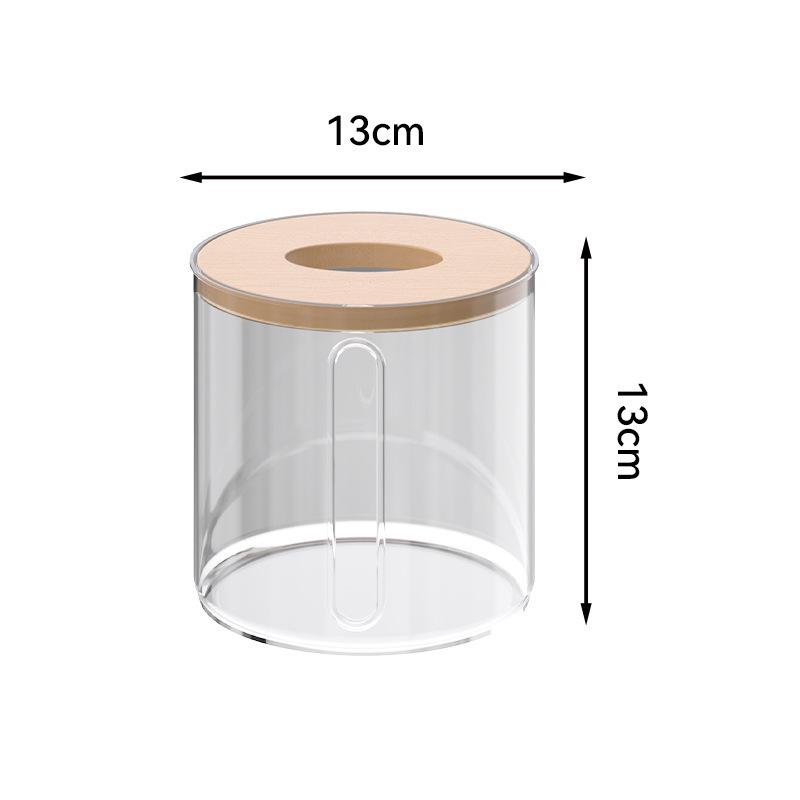 Bamboo Cover Transparent Tissue Box for Living Room Coffee Table, Dustproof Storage Solution