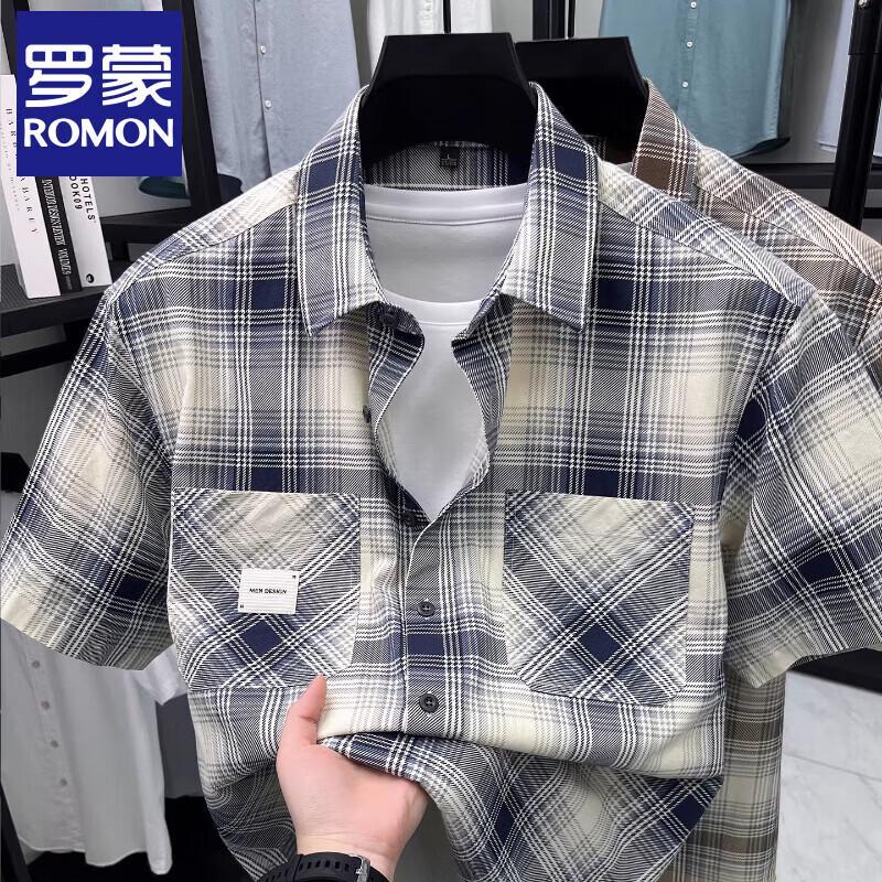 Romon Men s 100% Cotton Short Sleeve Casual Tops L
