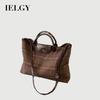 Woolen Bag Large Capacity Autumn Winter All-Match Plaid One-Shoulder Portable Commuter Tote Bag