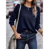 Sweat-shirt à manches longues pour femme, col rond, Plaid, couleur unie, tempérament élégant, décontracté, automne et hiver