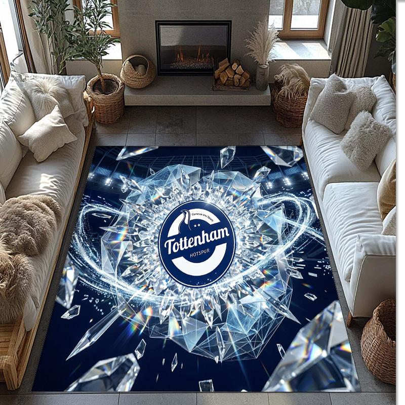 Tappeto in Flanella Stampato Tottenham Hotspur Antiscivolo Morbido Poliestere Tappeto per Pavimento Tappetino Decorativo per Interni per Camera da Letto Soggiorno Divano