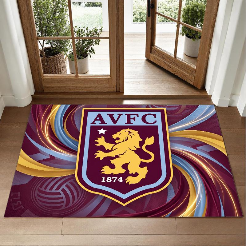 Aston Villa Football Design Crystal Velvet Rug Soft Decorative Mat for Bedroom Entrance