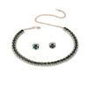 European & American Green Blue Choker Necklace & Stud Earrings Set for Women - Ideal for Weddings & Evening Dresses