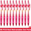 10/100 PCS Roise Retractable Gel Pens Set Black/Red/Blue Ink Ballpoint for Writing Refills Office School Supplies Stationery