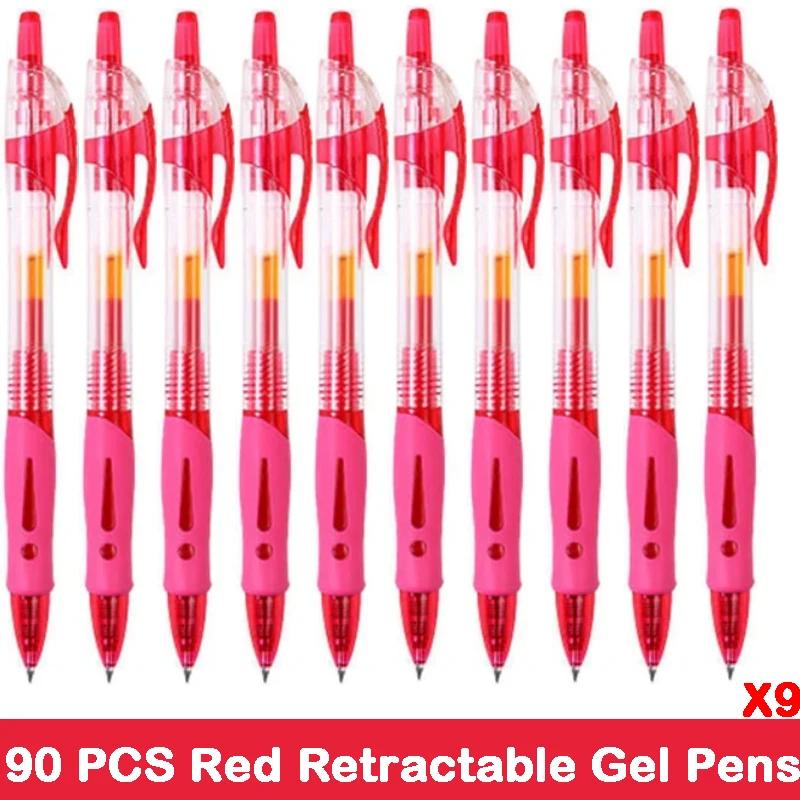 10/100 PCS Roise Retractable Gel Pens Set Black/Red/Blue Ink Ballpoint for Writing Refills Office School Supplies Stationery