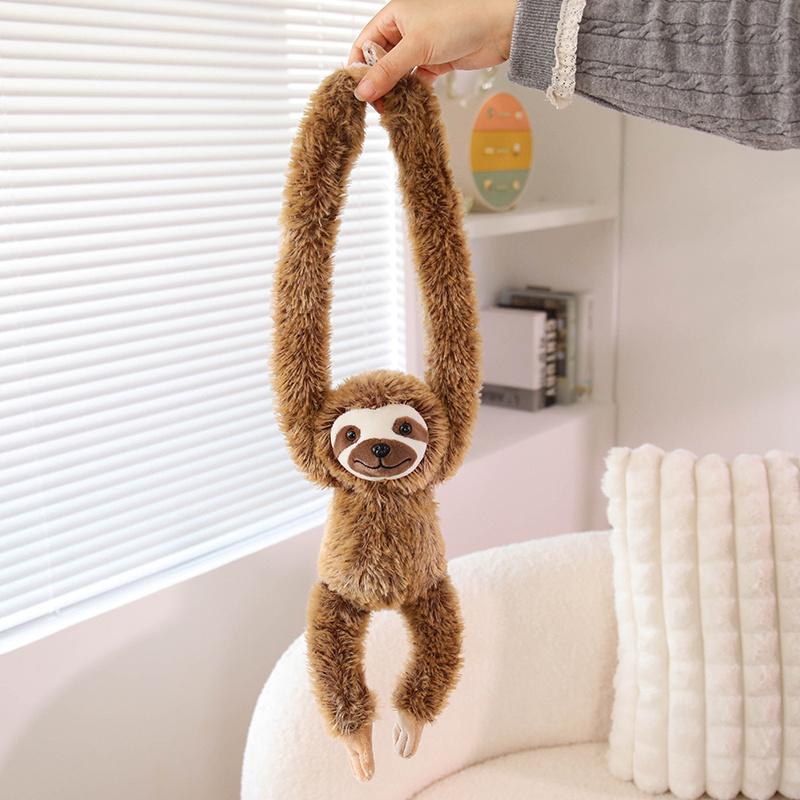 Simulation Lifelike Sloth Plush Toy Soft Stuffed Animal Cute Fluffly Sloth Doll Lie Prone Funny Long Arm Doll for Girl Gifts