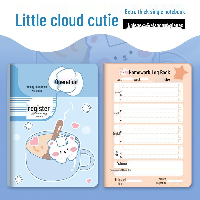 Elementary Homework Notebook for Grades 1-5: Cute Design for Girls