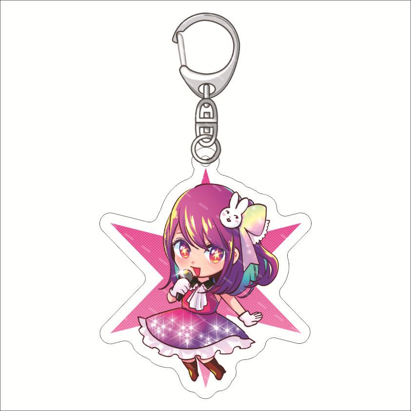 

OSHI NO KO Acrylic Kingring Llavero Fun Keychain Jewelry Friends Gift Bag Charms Keyring Souvenir Creative Key Chain Pendants 6 cm