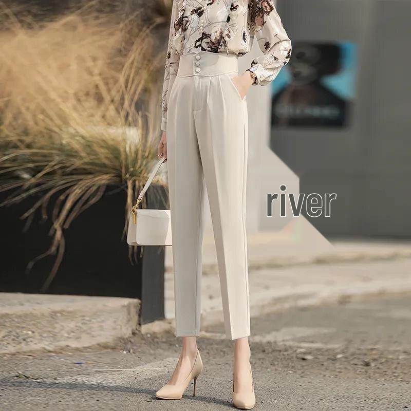 

Women s High Waist Trousers - Slimming, Loose-Fit Cropped Harem Pants for Spring and Autumn Casual Wear S (up to 85 jin) абрикосовый
