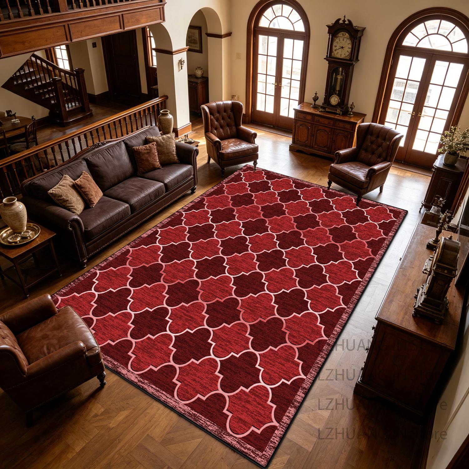 

European Retro Style Washable Living Room Carpet Decoration Bedroom Bedside Non-slip Soft Rug Big Size Fluffy Coffee Tables Mats 40cm x 60cm