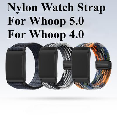 Nylon Watch Strap for Whoop 5.0 Wristband Weave Fabric Watch Band with Cover for Whoop 4.0 Sport Wrist Bracelet Magnetic Belt