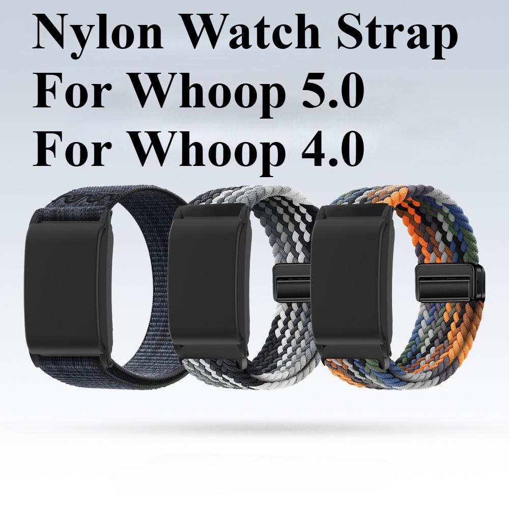 Nylonklockarmband för Whoop 5.0 Armband Vävtyg Klockarmband med Skydd för Whoop 4.0 Sportarmband Magnetiskt Band