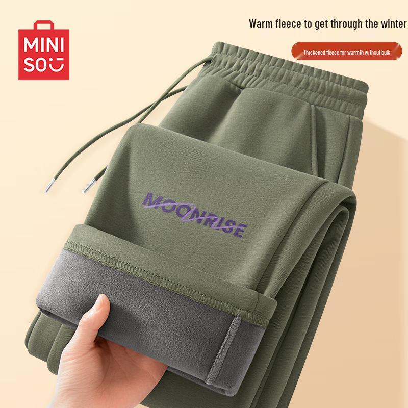 MINISO Men s Winter Fleece-Lined Casual Sweatpants L