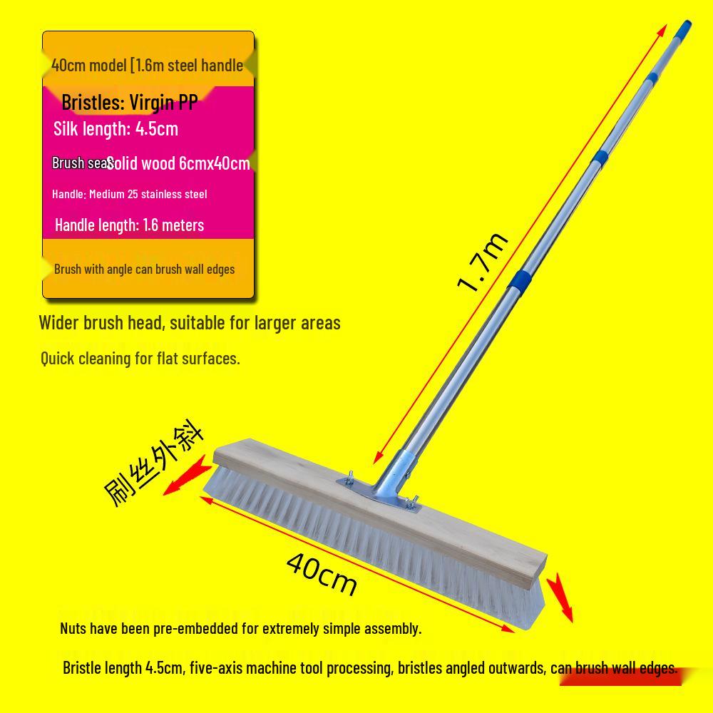 Long-Handled Stiff-Bristled PP Floor Scrubbing Brush for Kitchen, Bathroom, Outdoor, and Cement