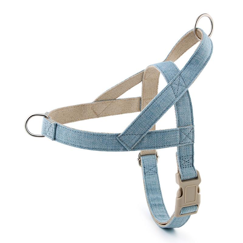 Miękka Oddychająca Len Bawełna Szelki Klatkowe dla Psa Lekkie Regulowane Bez Ciągnięcia Kamizelka do Chodzenia na Zewnątrz Szelki dla Psa Arnés Para Perro (Light Blue,XS) jasny kolor niebieski