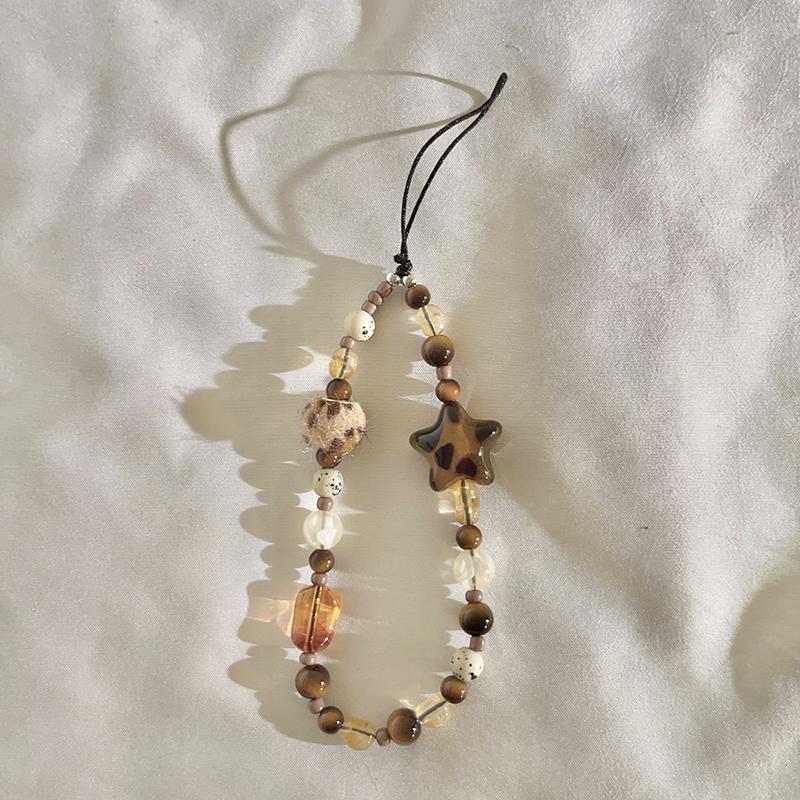 

Trendy Vintage Leopard Print Beaded Bracelet - DIY Anti-Lost Lanyard for Phone Case/Headphone/CCD Camera, Portable Wristband